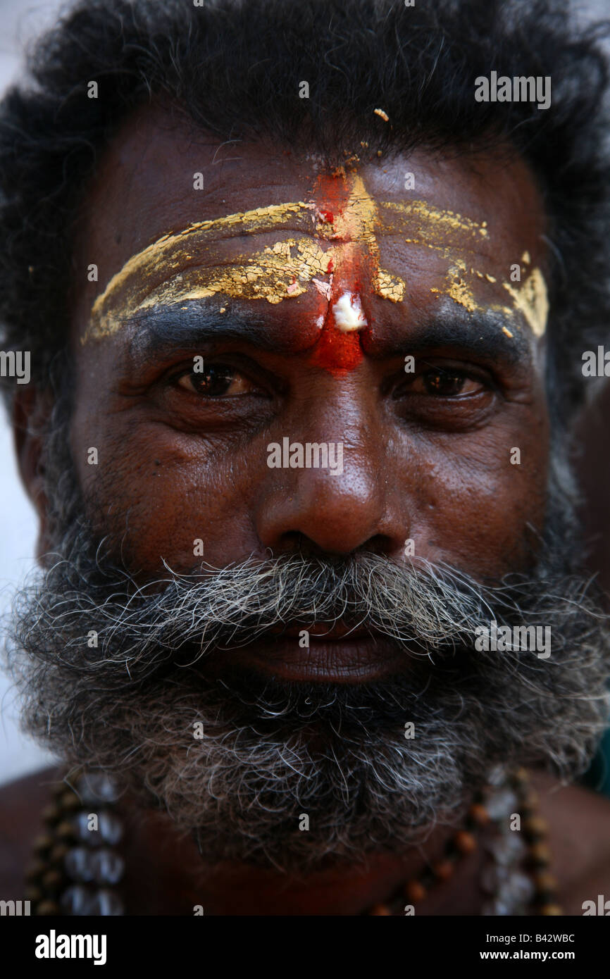 Indian Hindu Tamil pilgram at pilgramage at Varkala Kerla India. Stock Photo