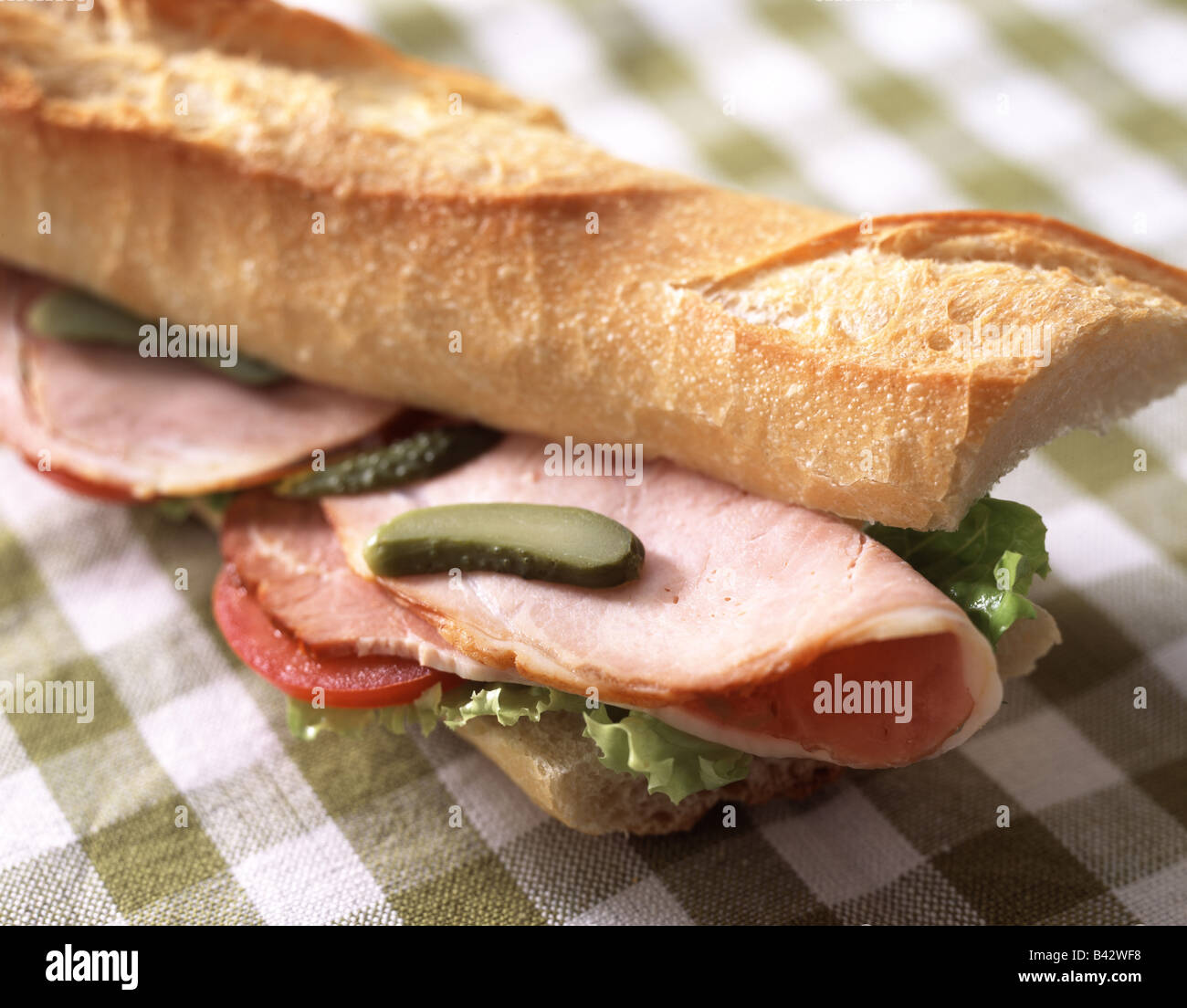 Ham and gherkin sandwich Stock Photo Alamy