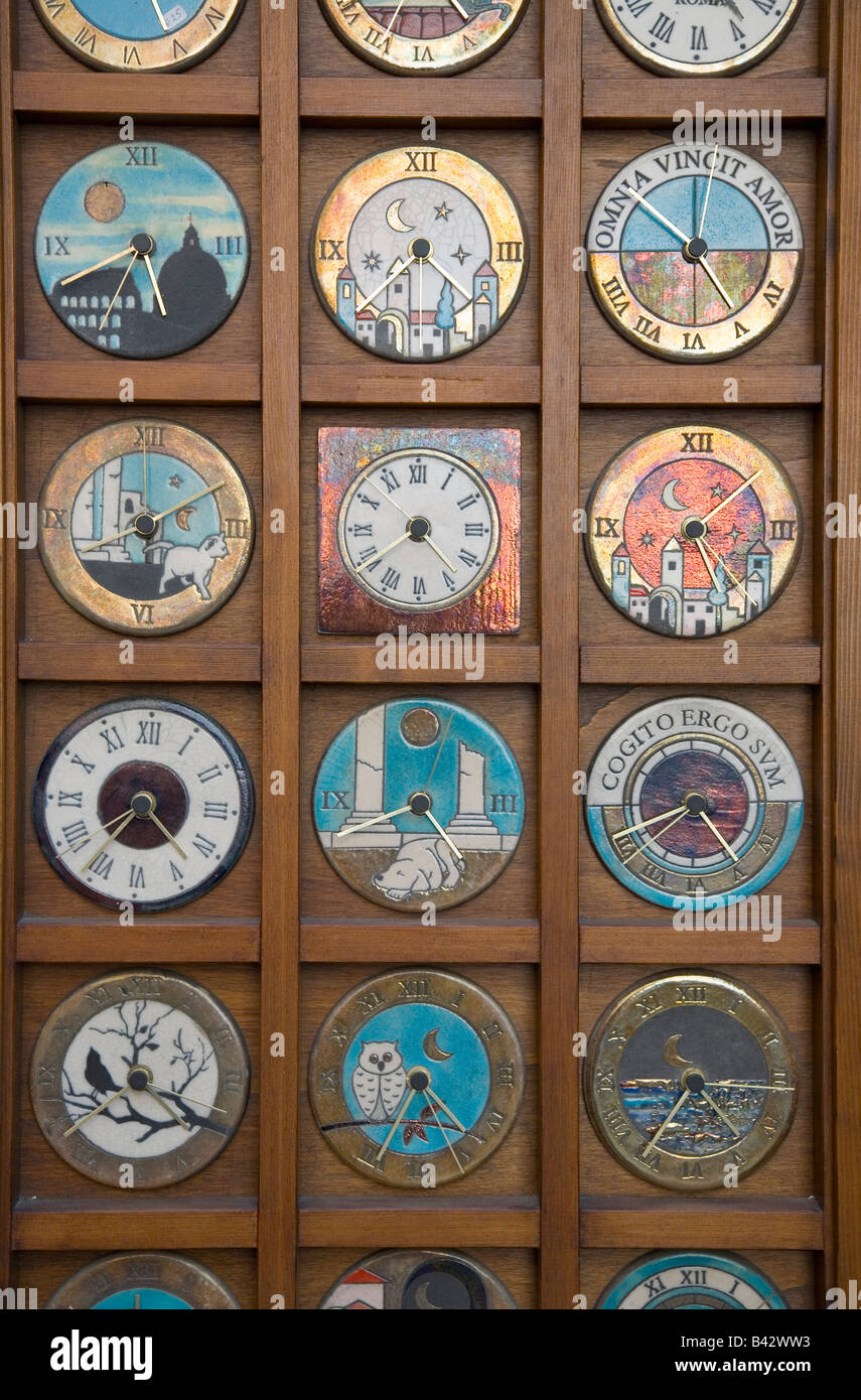 Old clocks in window of store in Rome, Italy, Europe Stock Photo Alamy
