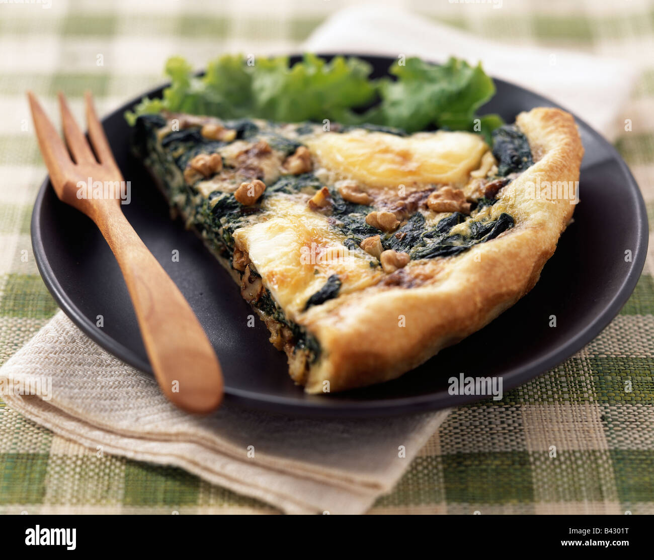 Goat cheese and spinach tart Stock Photo Alamy