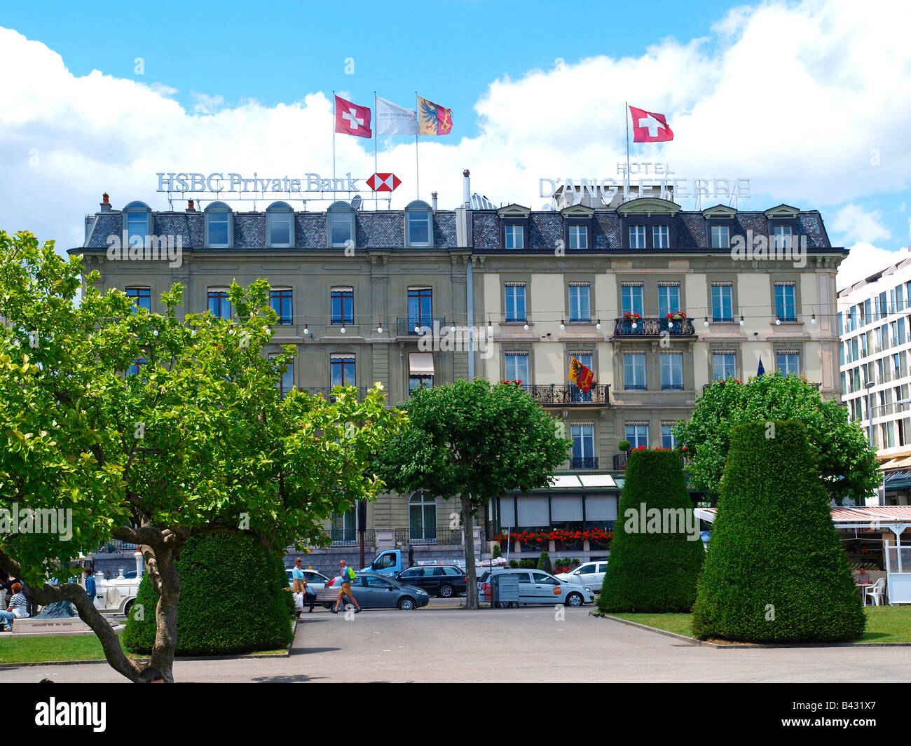 HSBC Private Bank, city view of Geneve, Switzerland Stock Photo