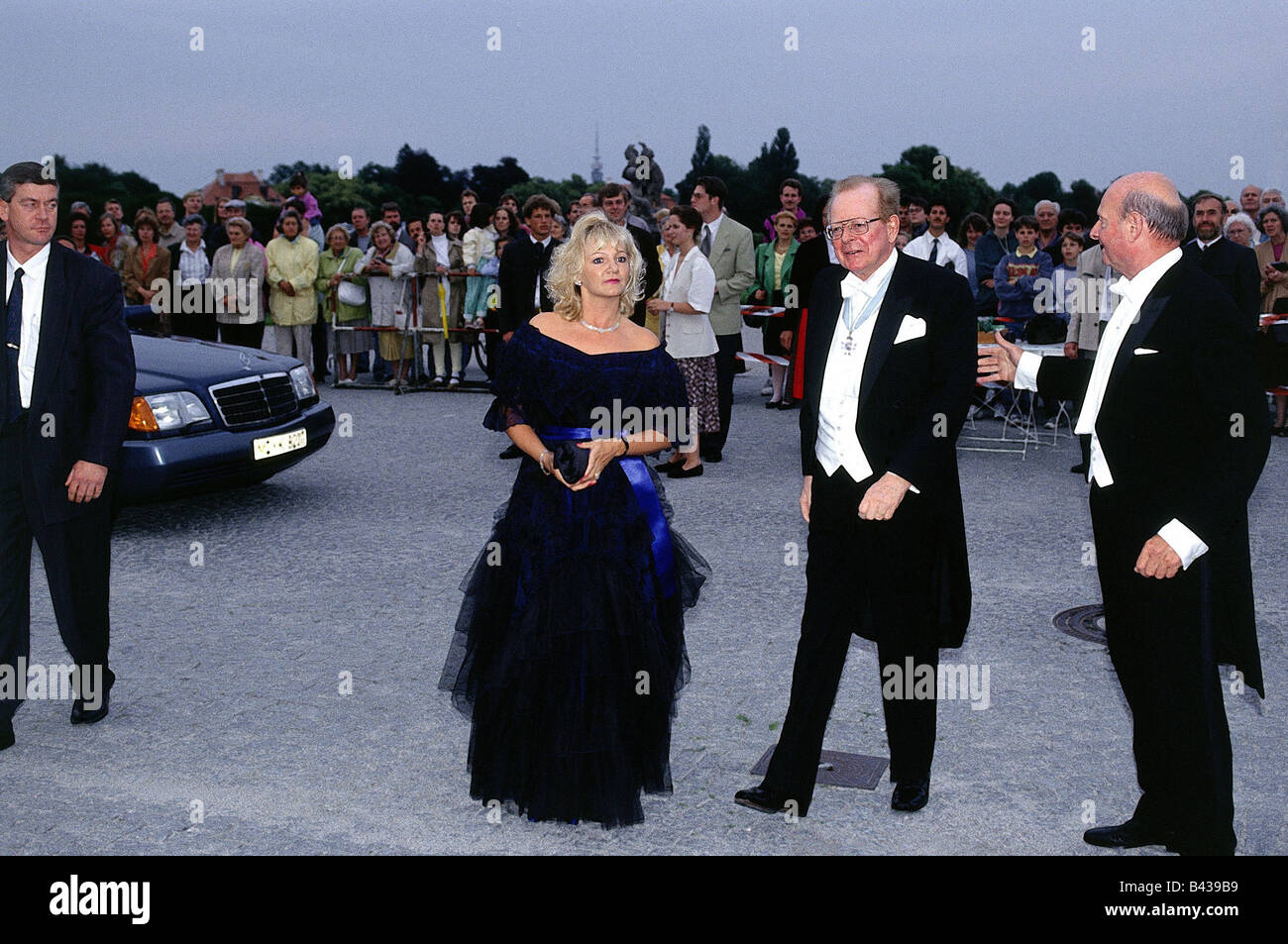 Flick, Friedrich Karl, 3.2.1927 - 5.10.2006, German entrepreneur, with wife Ingrid Rugger, event, 1980s, Stock Photo
