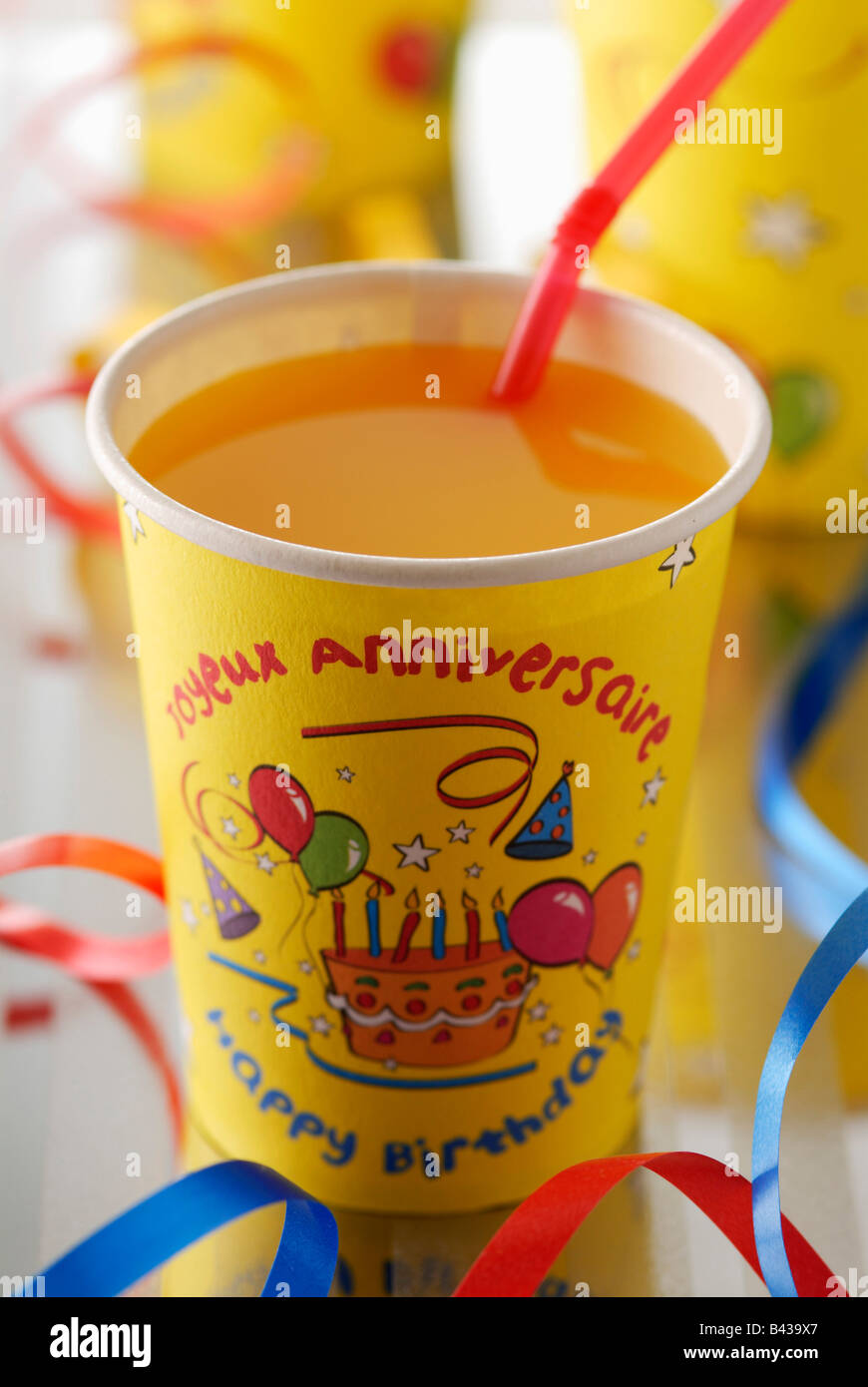 Birthday party orange juice Stock Photo Alamy