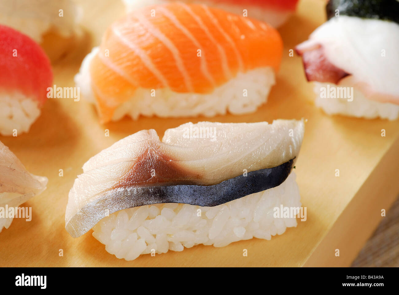 Saba mackerel Sushi Stock Photo Alamy