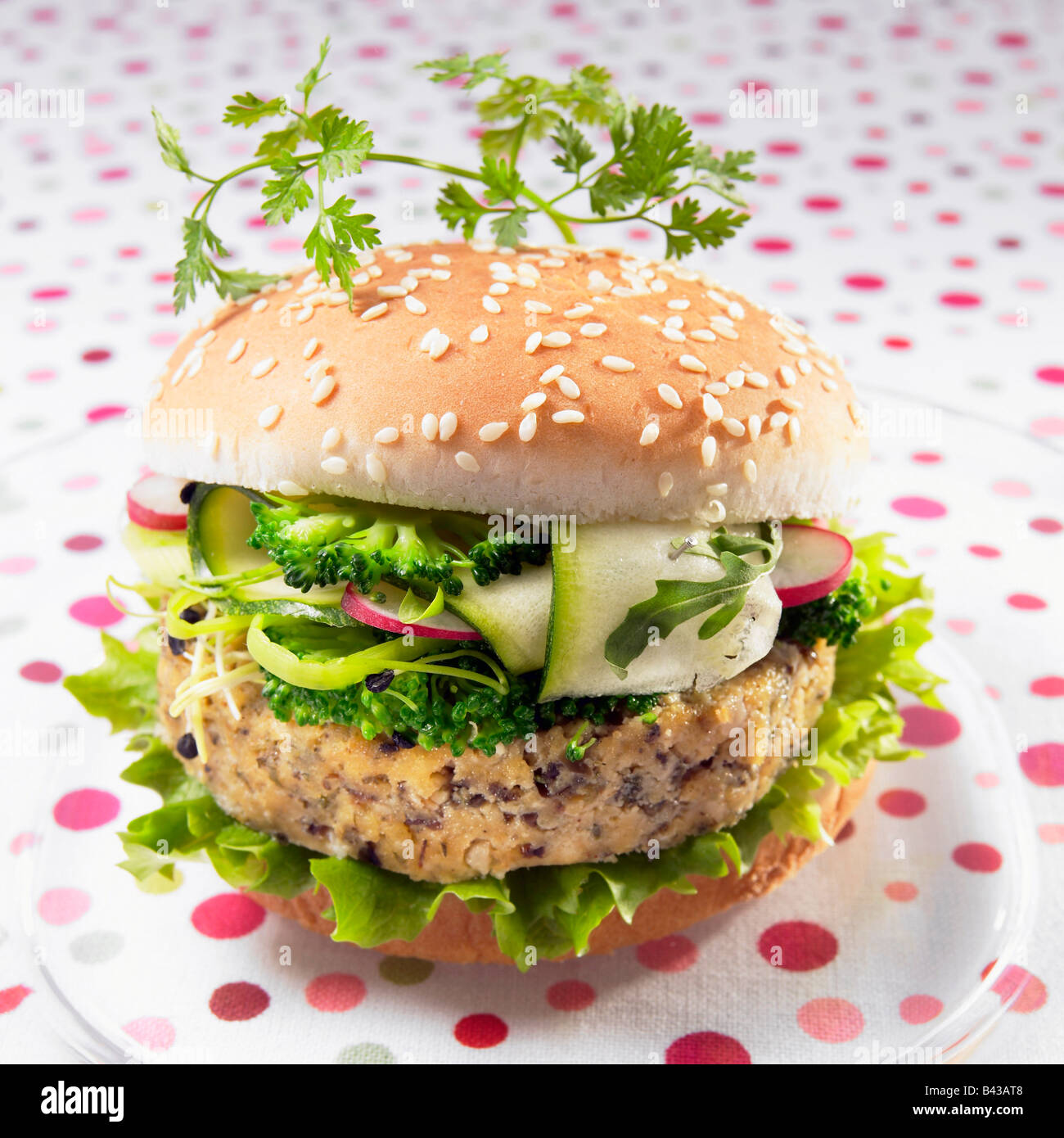 Hamburger with tofu steak Stock Photo Alamy