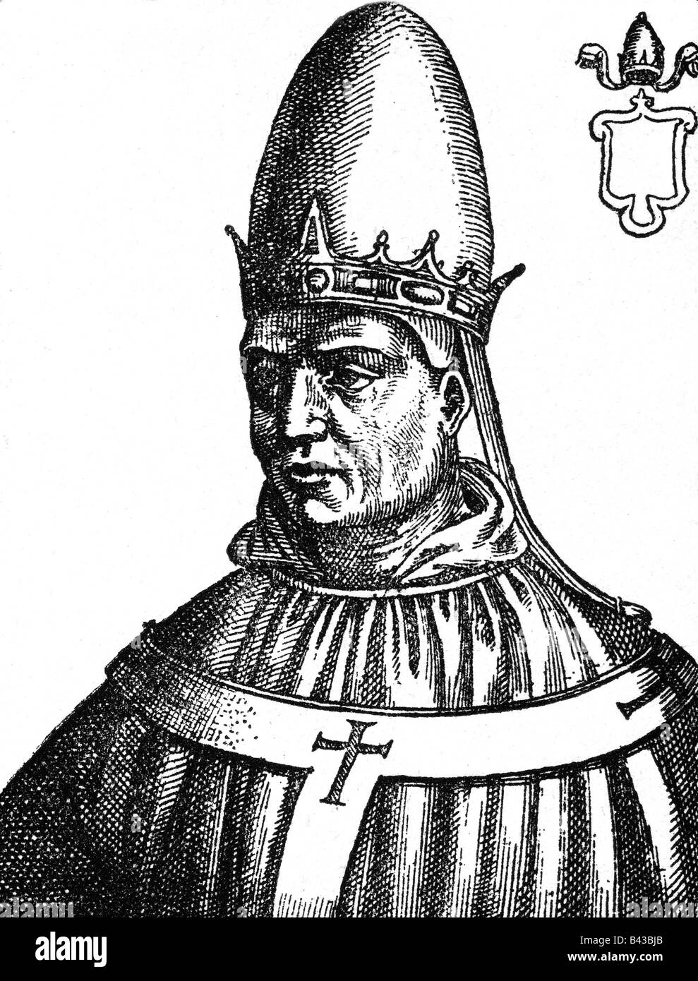 Gregory V ( Brun of Carinthia), 972 - 18.2.999, Papst 3.5.996 - 18.2.999, portrait, engraving, circa 1900, Bruno, Salian, German, middle ages, tiara, papal crown, , Stock Photo