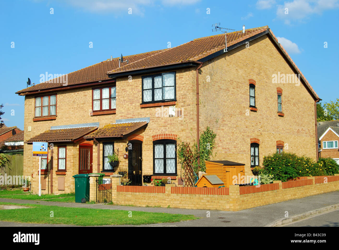 Semidetached houses on housing estate, Stanwell Moor, Surrey, England