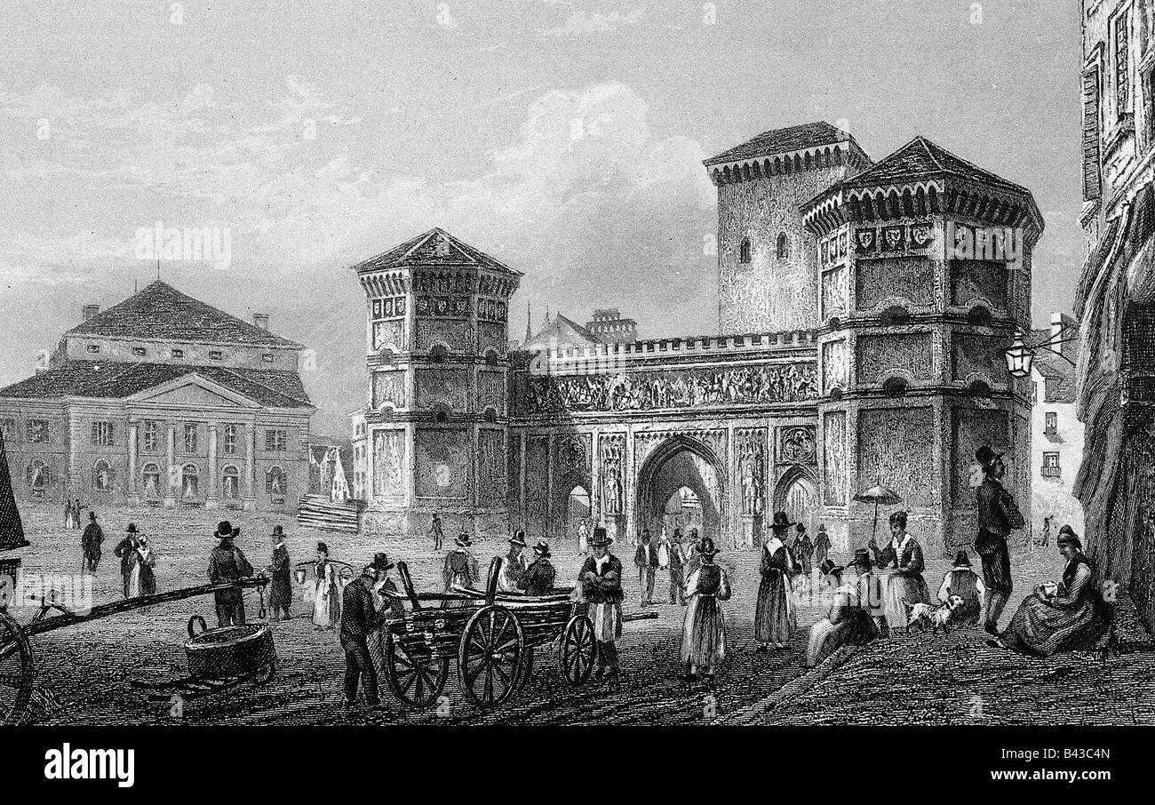 Geography Travel Germany Munich Isartor Engraving By John James Hinchliff After Jacob Alt Leipzig Circa 1850 Isartorplatz Rebuilt By Friedrich Von Gartner 13 15 Gate Moat Square Towers Tower Street