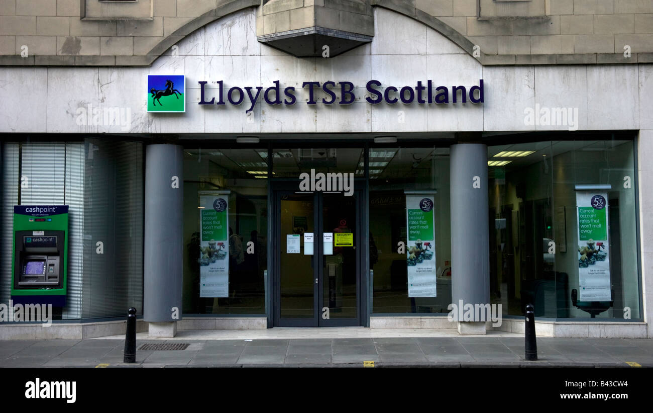 Sign for Lloyds TSB Scotland above branch in Edinburgh, Scotland, UK, Europe Stock Photo