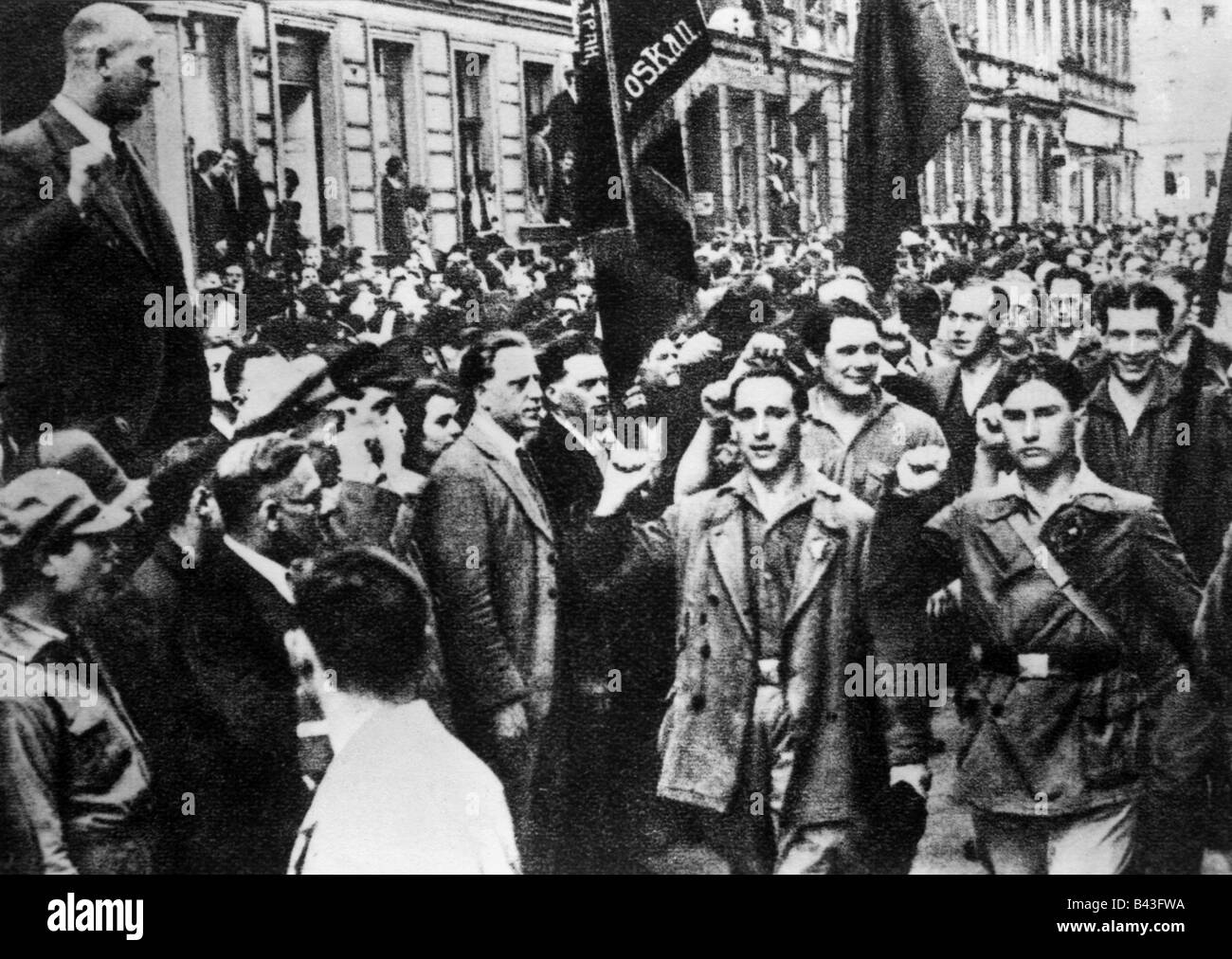 Thaelmann, Ernst, 16.4.1886 - 28.8.1944, German politician, chairman of the Communist Party 1925 - 1933, May 1st celebration, Berlin, Wedding, 1.5.1930, , Stock Photo