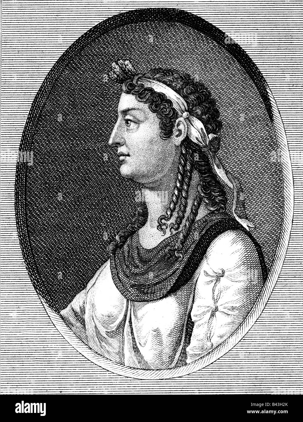 Agripina the Younger (Julia Agrippina), 6.11.15 - 59 A.D., Roman empress, mother of Nero, portrait, side view, copper engraving after ancient intaglio, 18th century, Artist's Copyright has not to be cleared Stock Photo