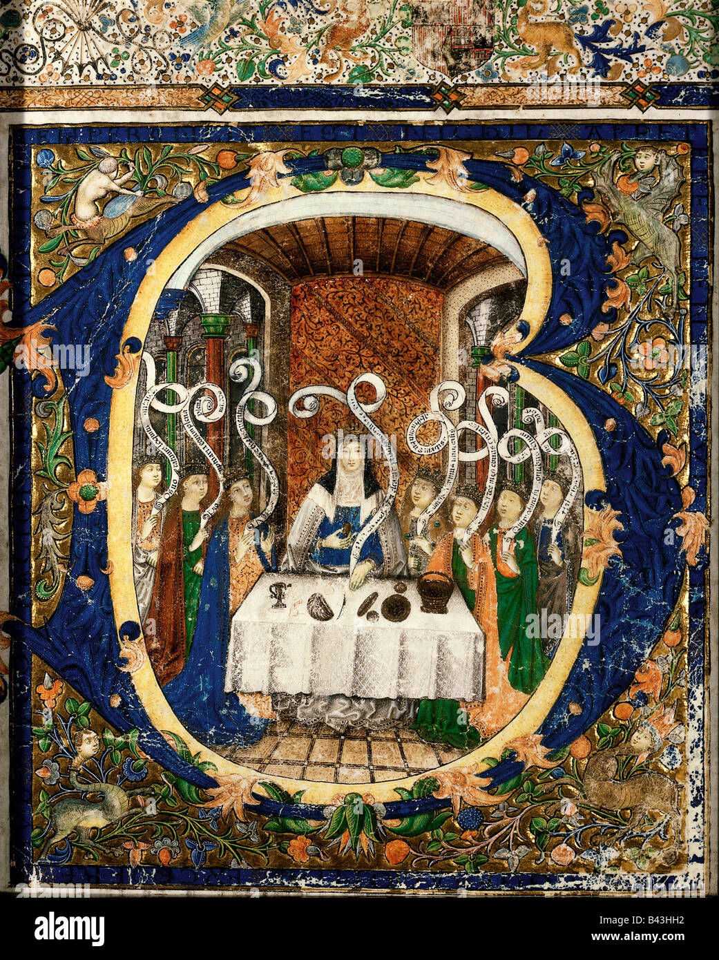 Elisabteh of Hungary, 1207 - 17.11.1231, Saint, countess of Andechs-Merania, illumination, vellum, circa 1420, 28 x 34,5 cm, Deutsches Brotmuseum Ulm, Germany, Stock Photo