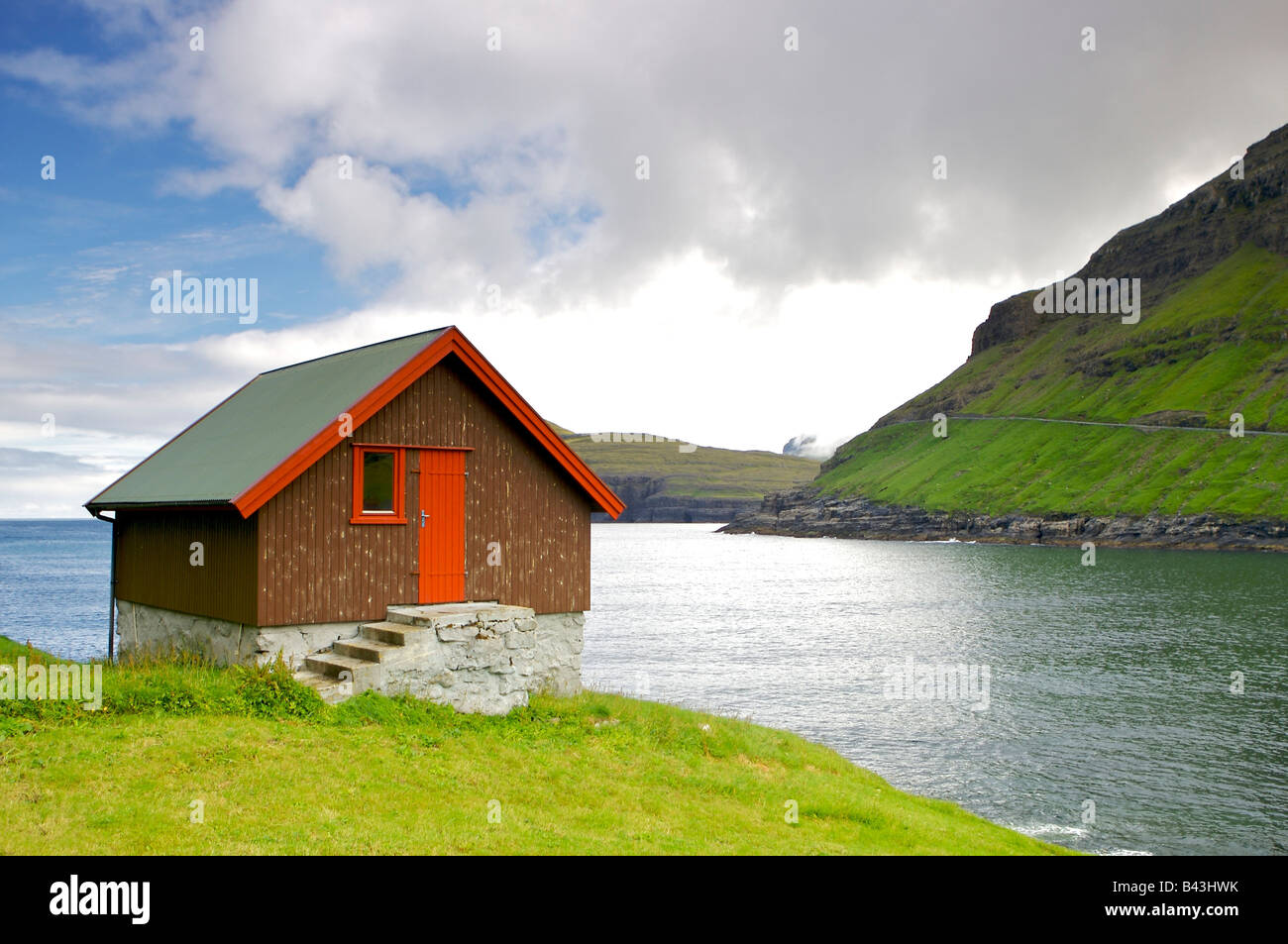 Remote lodge, Faroes Stock Photo