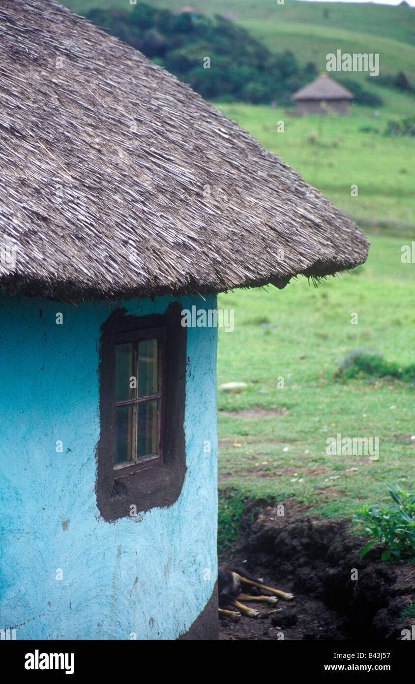 Traditional Zulu hut Coffee Bay, Wild Coast, Eastern Cape, South Africa Stock Photo