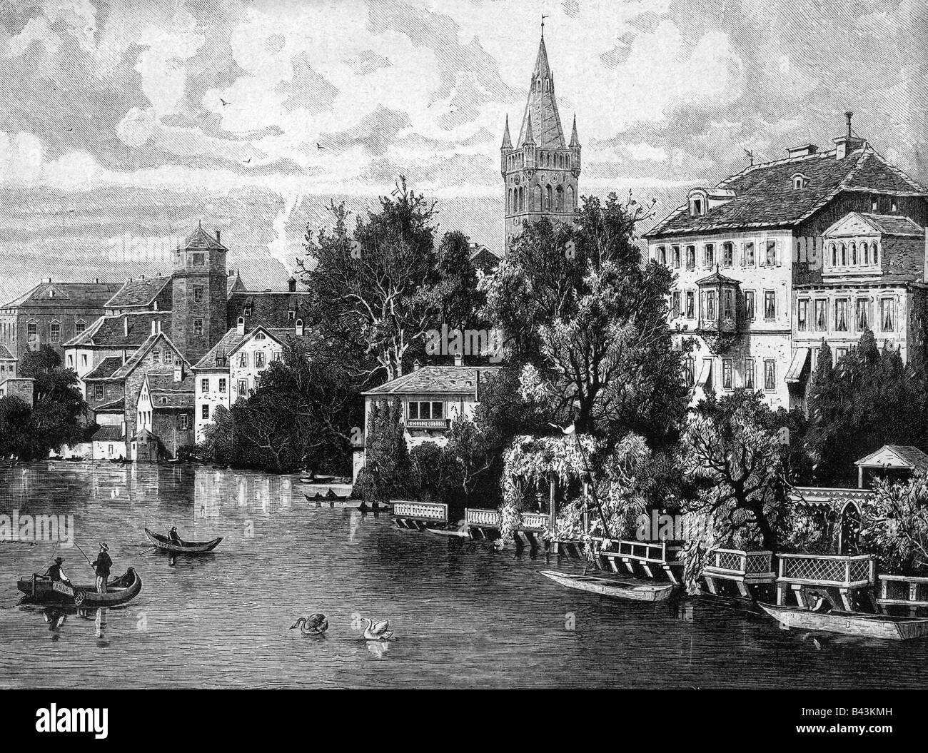 geography / travel, Russia, Kaliningrad, (Königsberg in Prussia), castle pond, engraving after drawing by Robert Aßmus, 'Die Gartenlaube', 1890, Stock Photo
