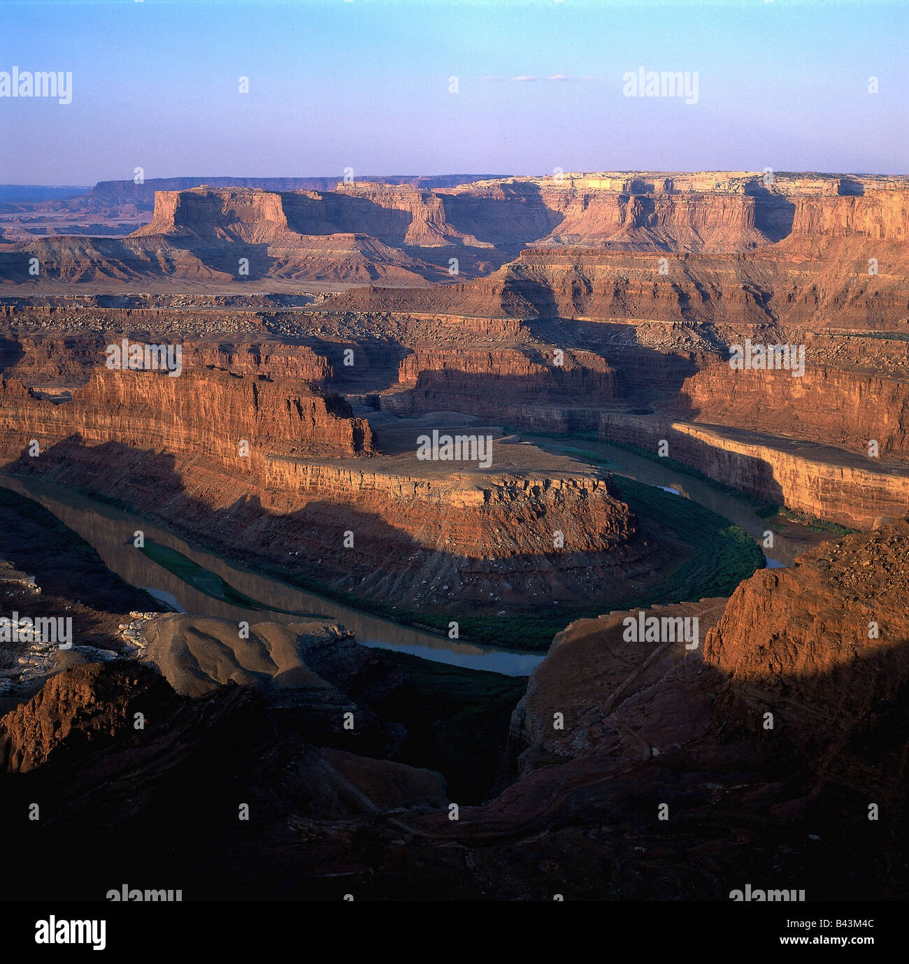 geography / travel, USA, Utah, Dead Horse Point State park, Canyonlands and Colorado, sunrise, canyon, rock, formation of rocks, special geological formation, river, Additional-Rights-Clearance-Info-Not-Available Stock Photo