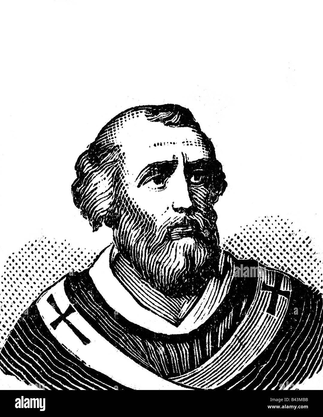 John XII (Octavian of Tusculum), 937 - 14.5.964, pope 16.12.955 - 4.12.963, portrait, history painting, wood engraving, circa 1900, Stock Photo