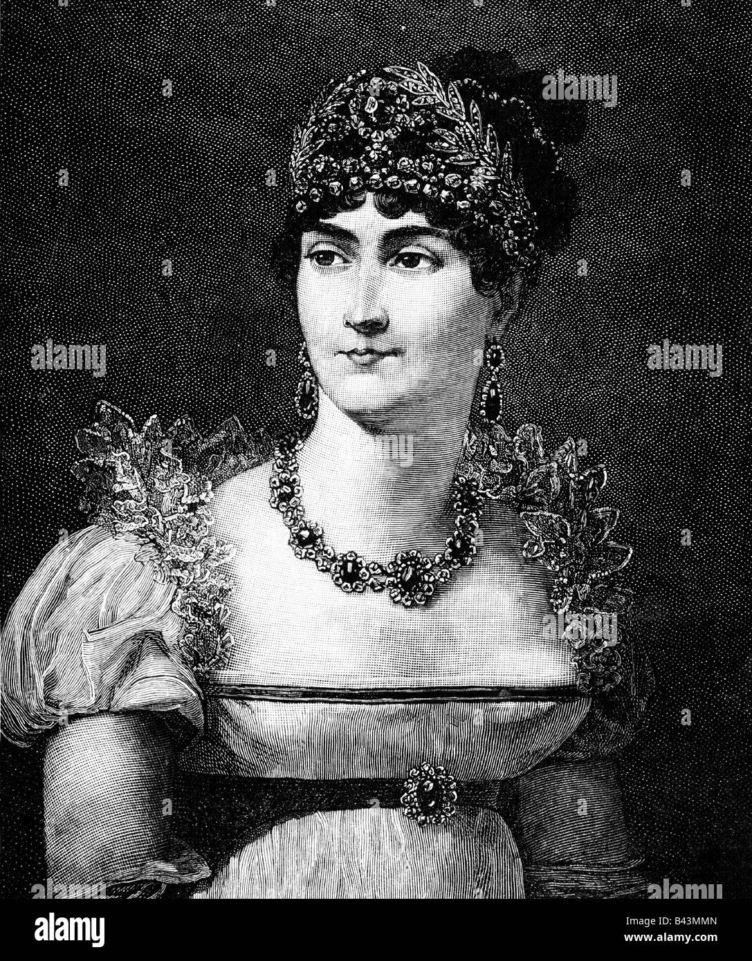 Beauharnais, Josephine de 23.6.1763 - 29.5.1814, French empress (1804 - 1809), after a portrait by Gérard, circa 1805, Stock Photo