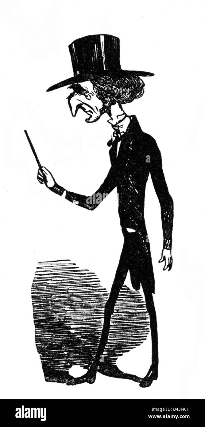 Berlioz, Hector Louis, 11.12.1803 - 8.3.1869, French composer, drawing, caricature by Nadar, Stock Photo