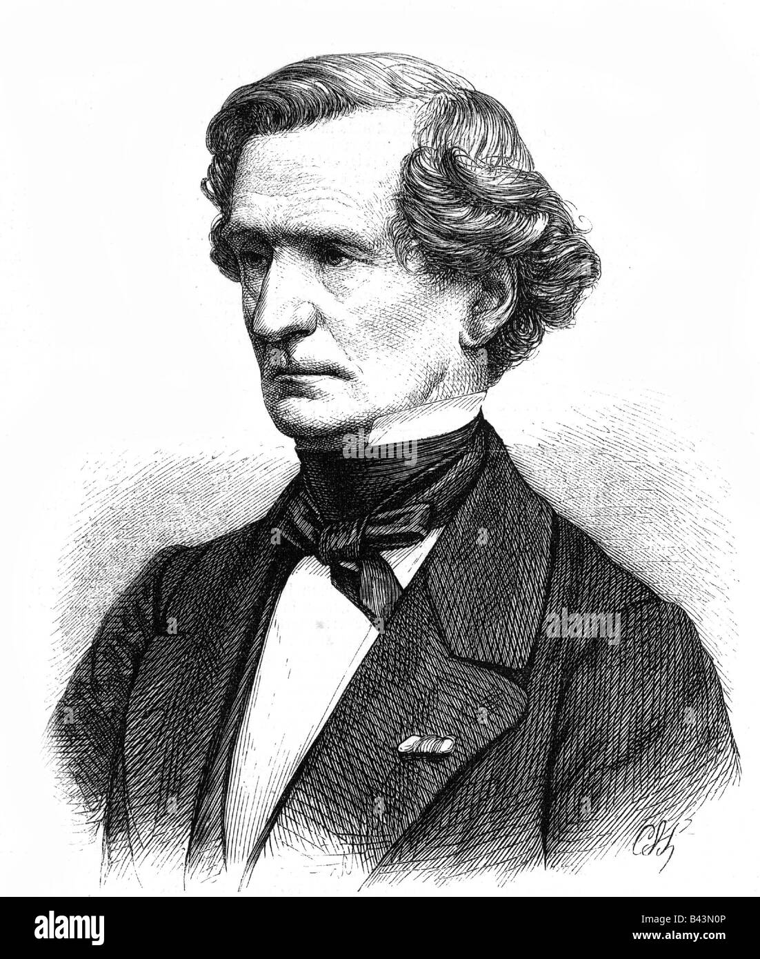 Berlioz, Hector Louis, (1803 - 1869), French composer, portrait, engraving, 19th century, Stock Photo