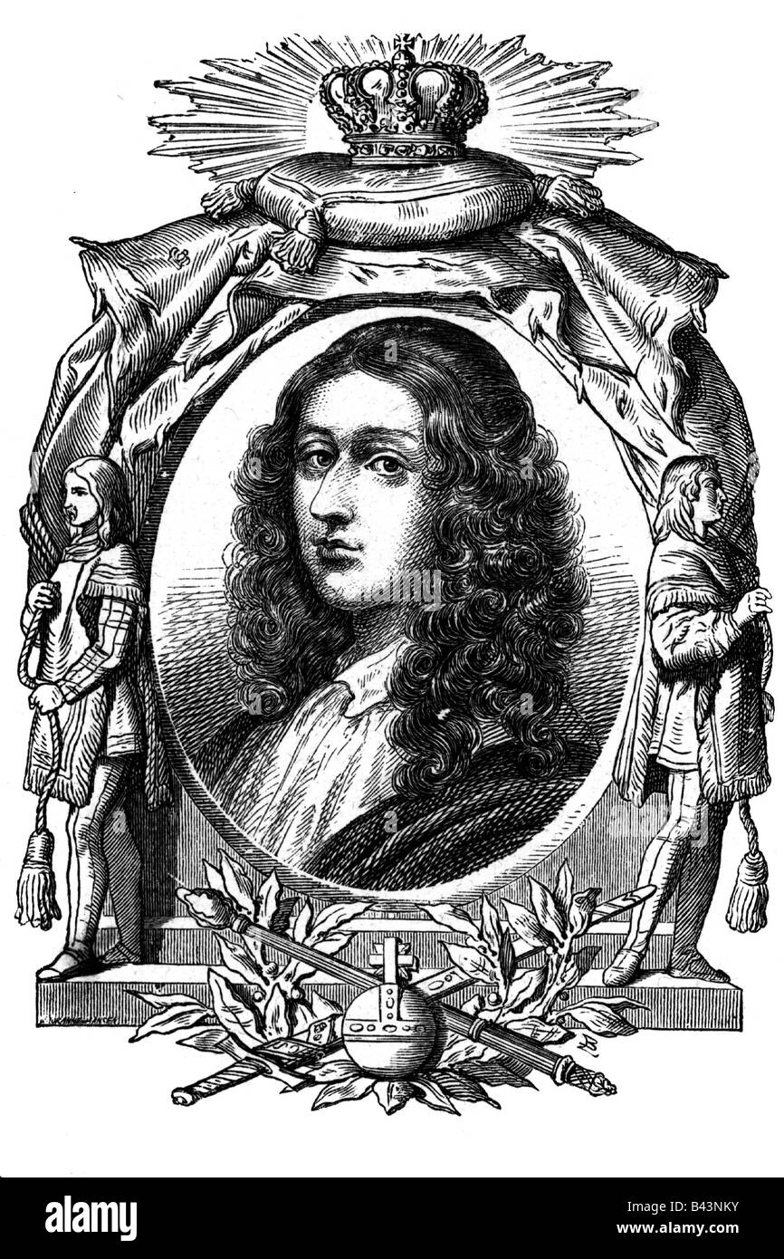 Christina, 17.12.1626 - 19.4.1689, Queen of Sweden 17.11.1632 - 16.6.1654, portrait, wood engraving, 196th century,  , Stock Photo