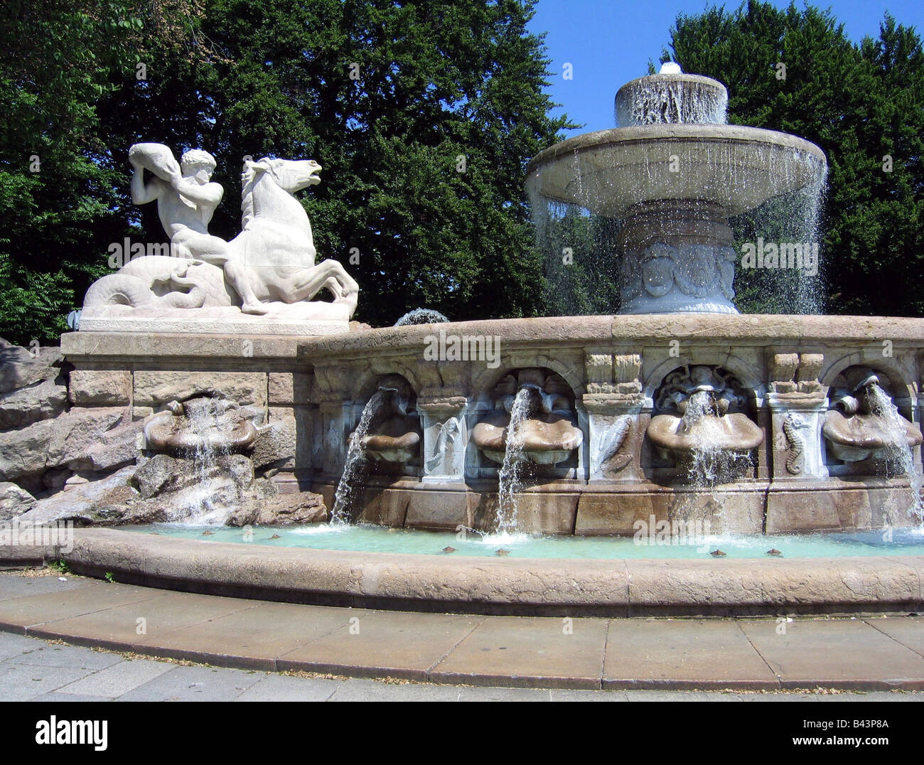 geography / travel, Germany, Bavaria, Munich, fountain, Wittelsbacher fountain, Lenbachplatz, built 1895 AD, composition by Adolf von Hildebrand, lenbachbrunnen isn't the official name, , Additional-Rights-Clearance-Info-Not-Available Stock Photo