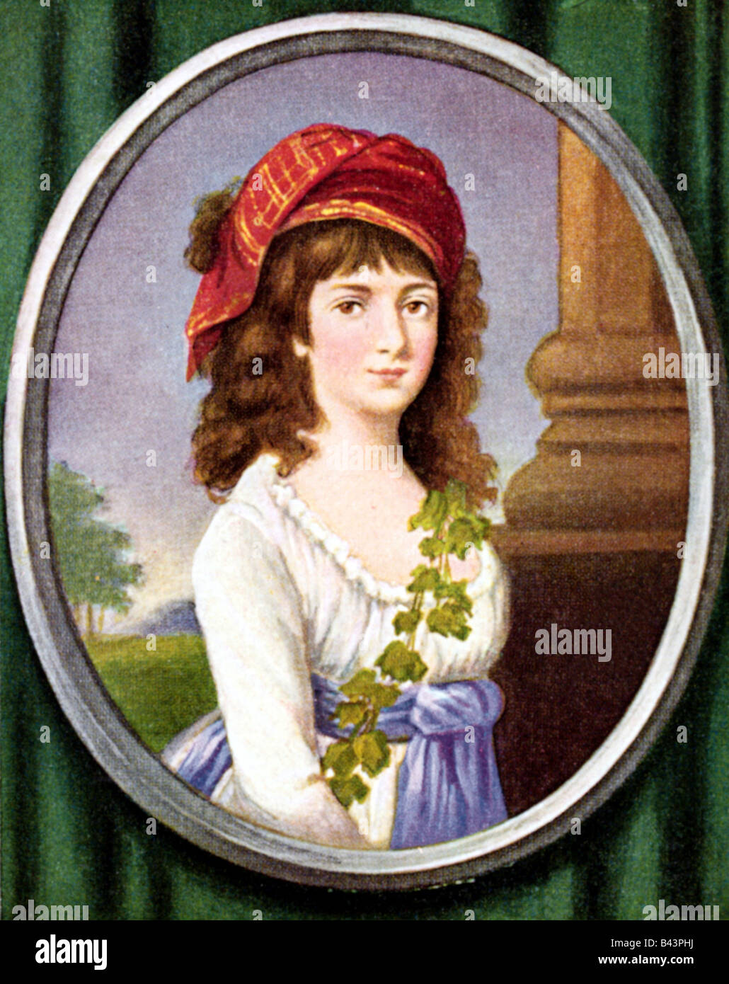 Corday d' Armans, Marie Alice Charlotte, 27.7.1768 - 17.7. 1793, half length, print after miniature, 1792, cigarette car, 1933,  , Stock Photo