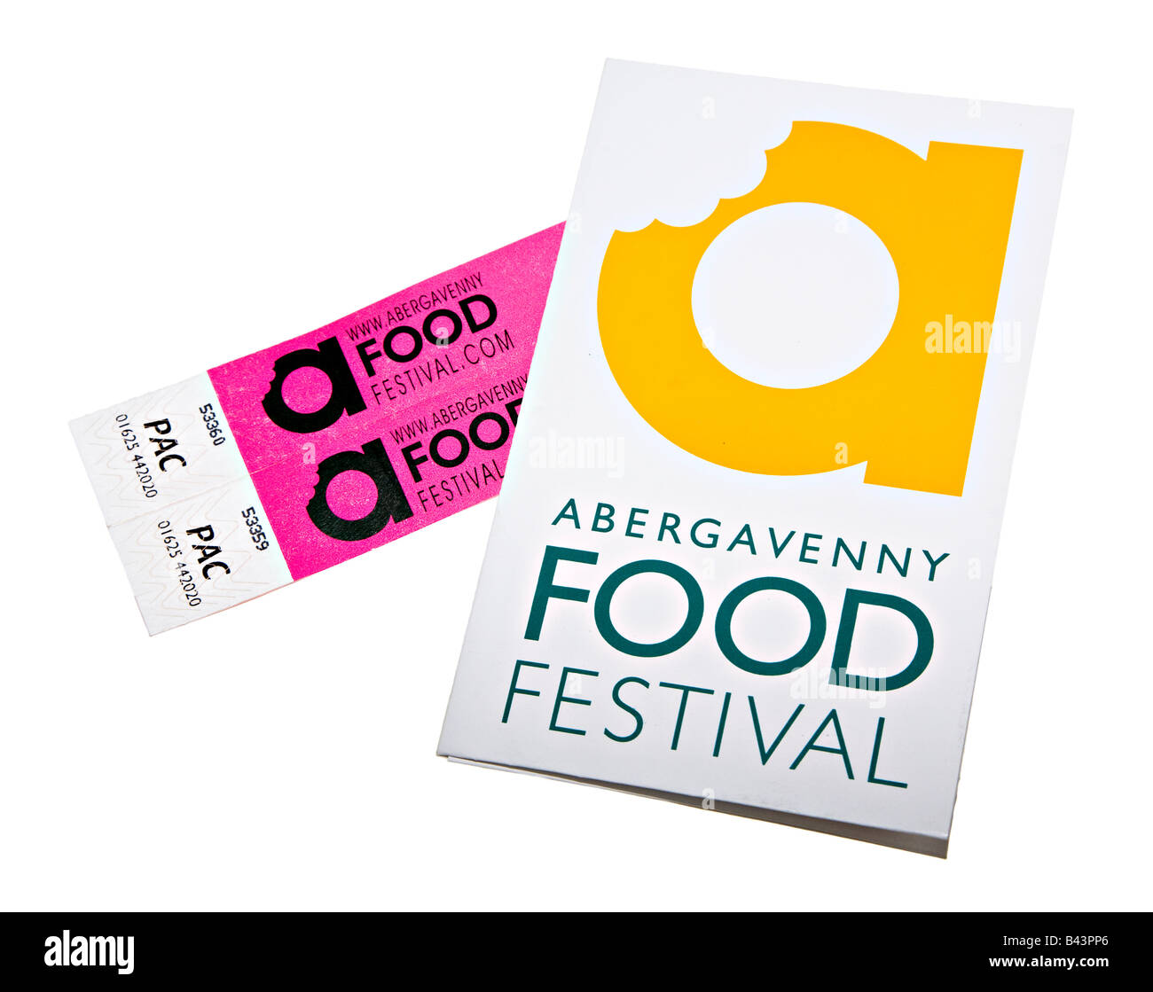 Entry tickets and programme to Abergavenny Food Festival UK Stock Photo