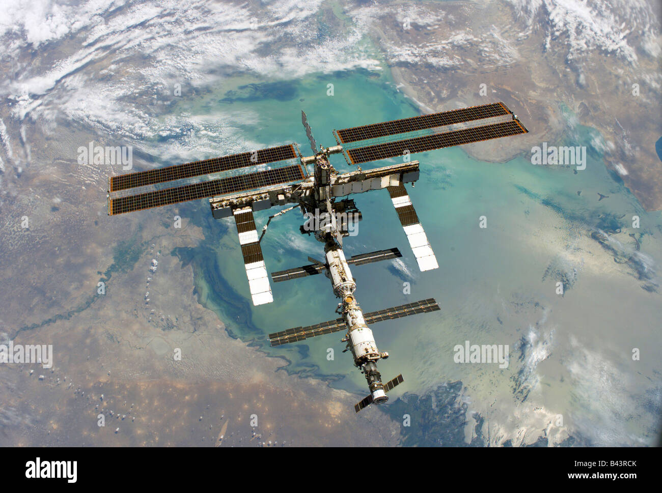 International Space Station and Caspian Sea Russia August 2005 Stock Photo