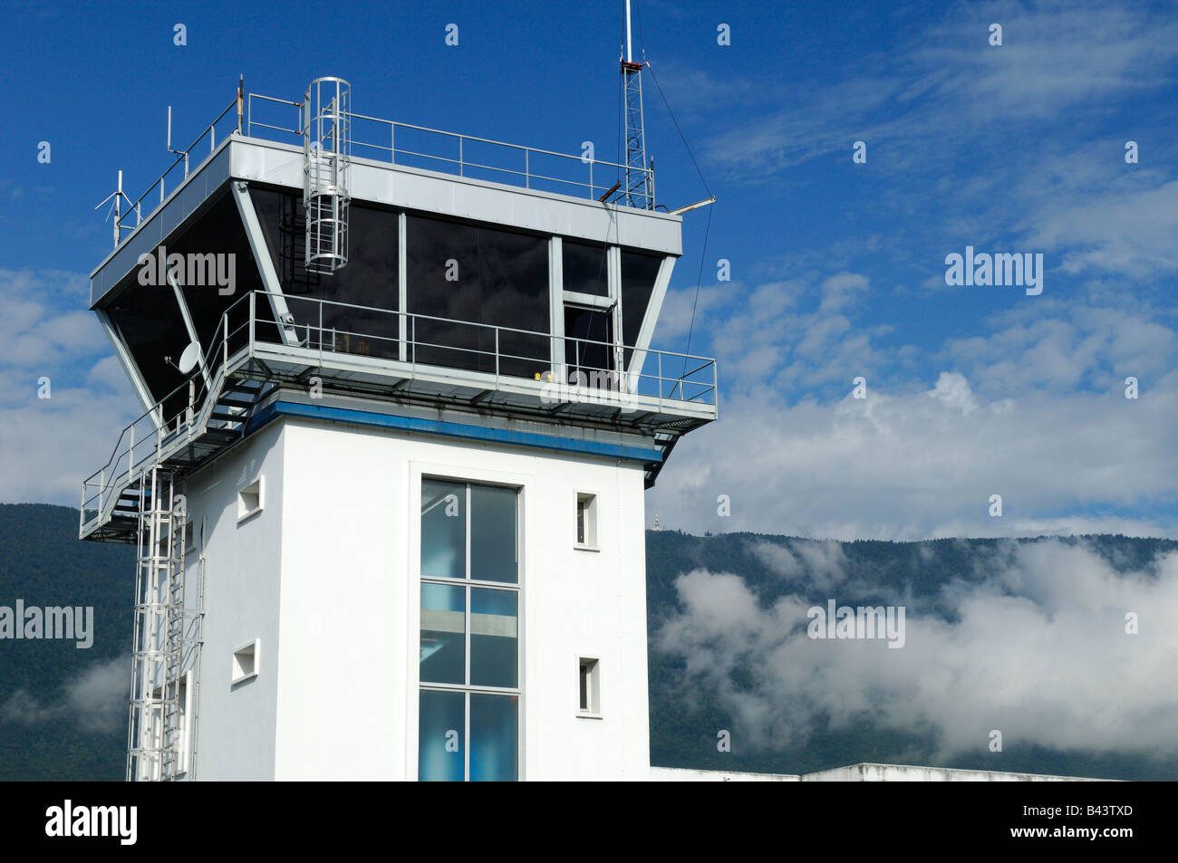 Air trafic tower control on Chambery airport - Savoie - France Europe Stock Photo