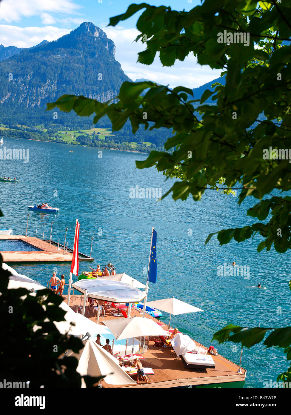 lake Wolfgangssee, Austria, Im Weissen Rössl Stock Photo