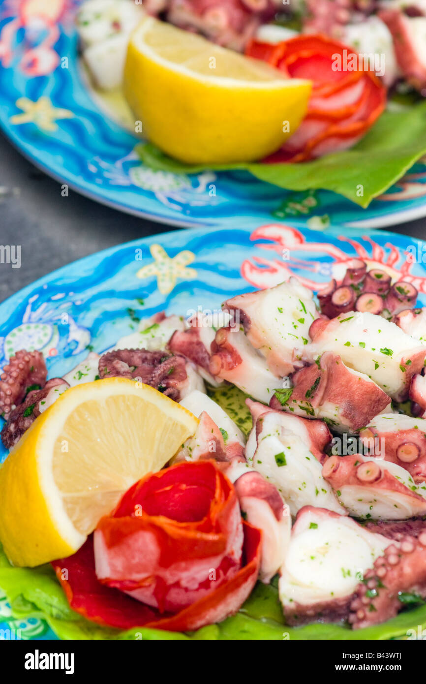 Fresh Octopus Salad with lemon olive oil and parsley Stock Photo Alamy