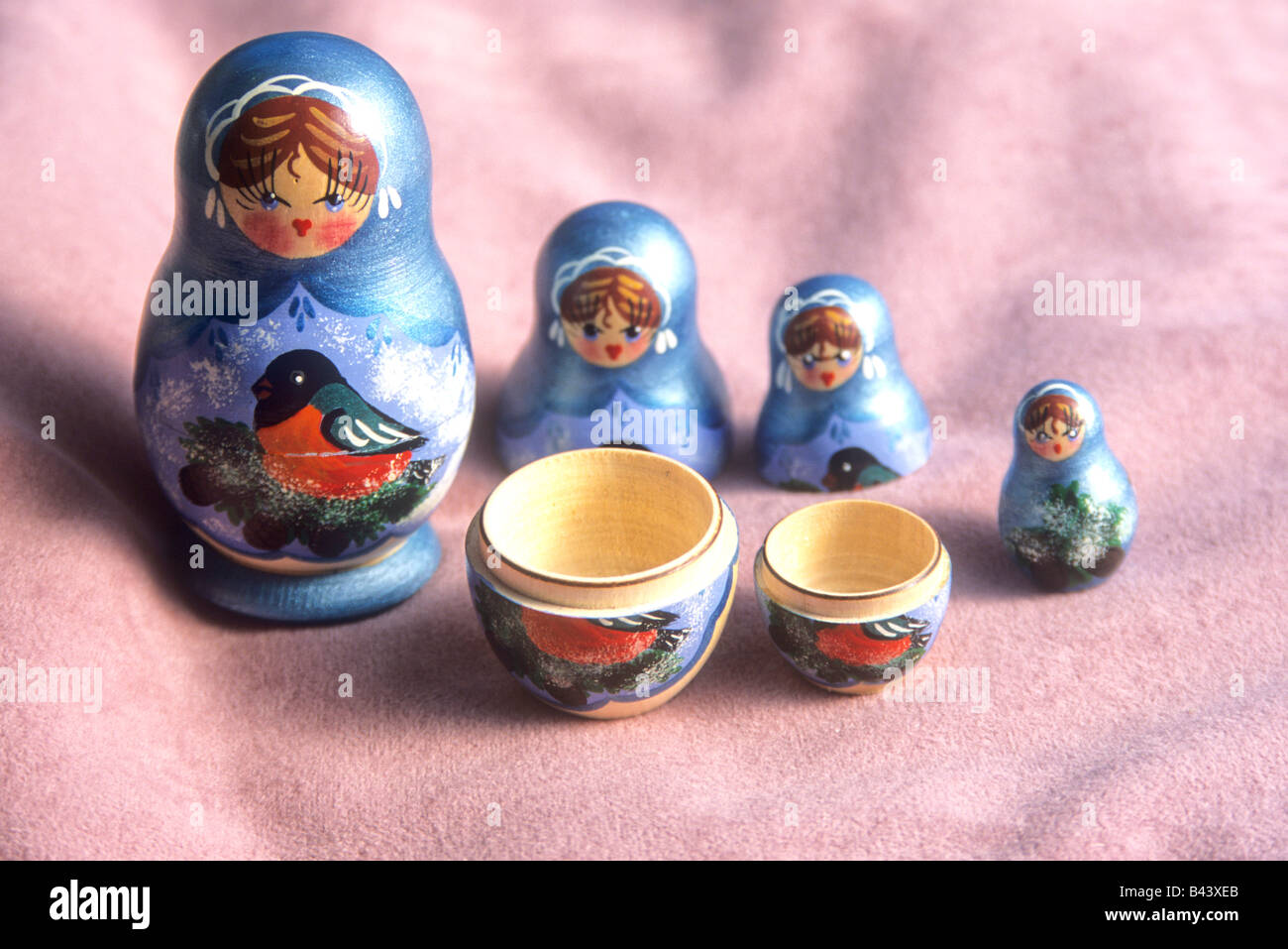 Set of Russian nesting dolls opened for display Stock Photo Alamy