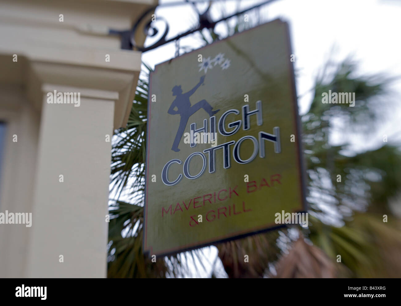 Sign for the High Cotton restaurant along East Bay Street in historic Charleston SC Charleston