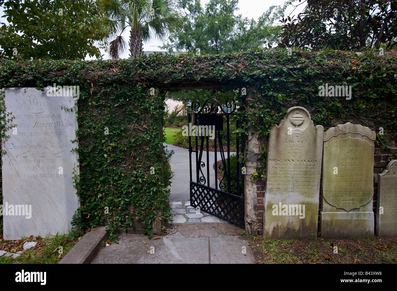 Cemetery gate at historic Saint John s Luthern Church Charleston SC