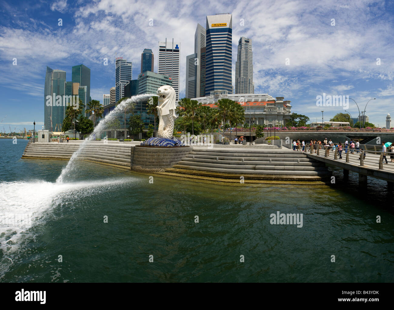 Asia Singapore Singapore Skyline viewed over Merlion park Stock Photo