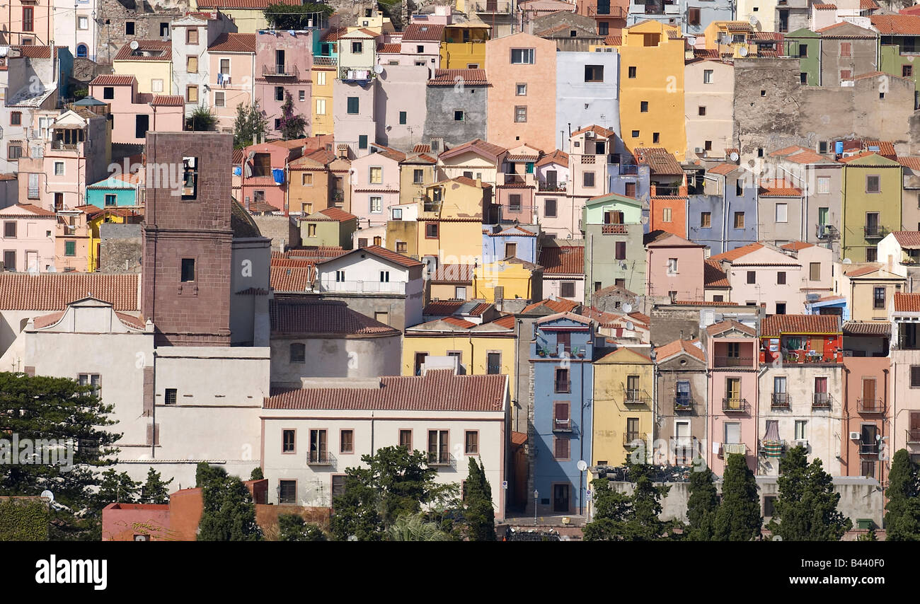 Bosa,a medieval little town in Sardinia,Italy Stock Photo