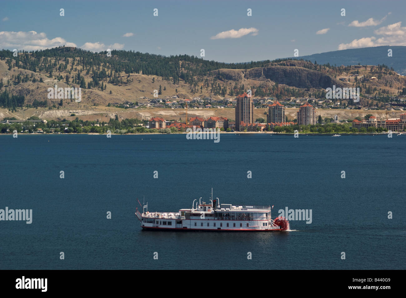 The Fintry Queen Paddlewheeler is a popular tourist lake tour on Lake Okanagan and Kelowna, BC