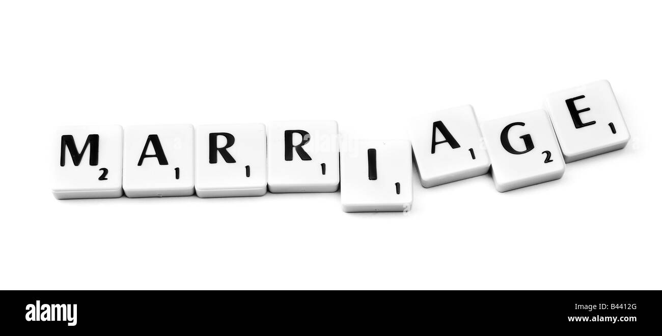 Plastic letters forming the word marriage Stock Photo