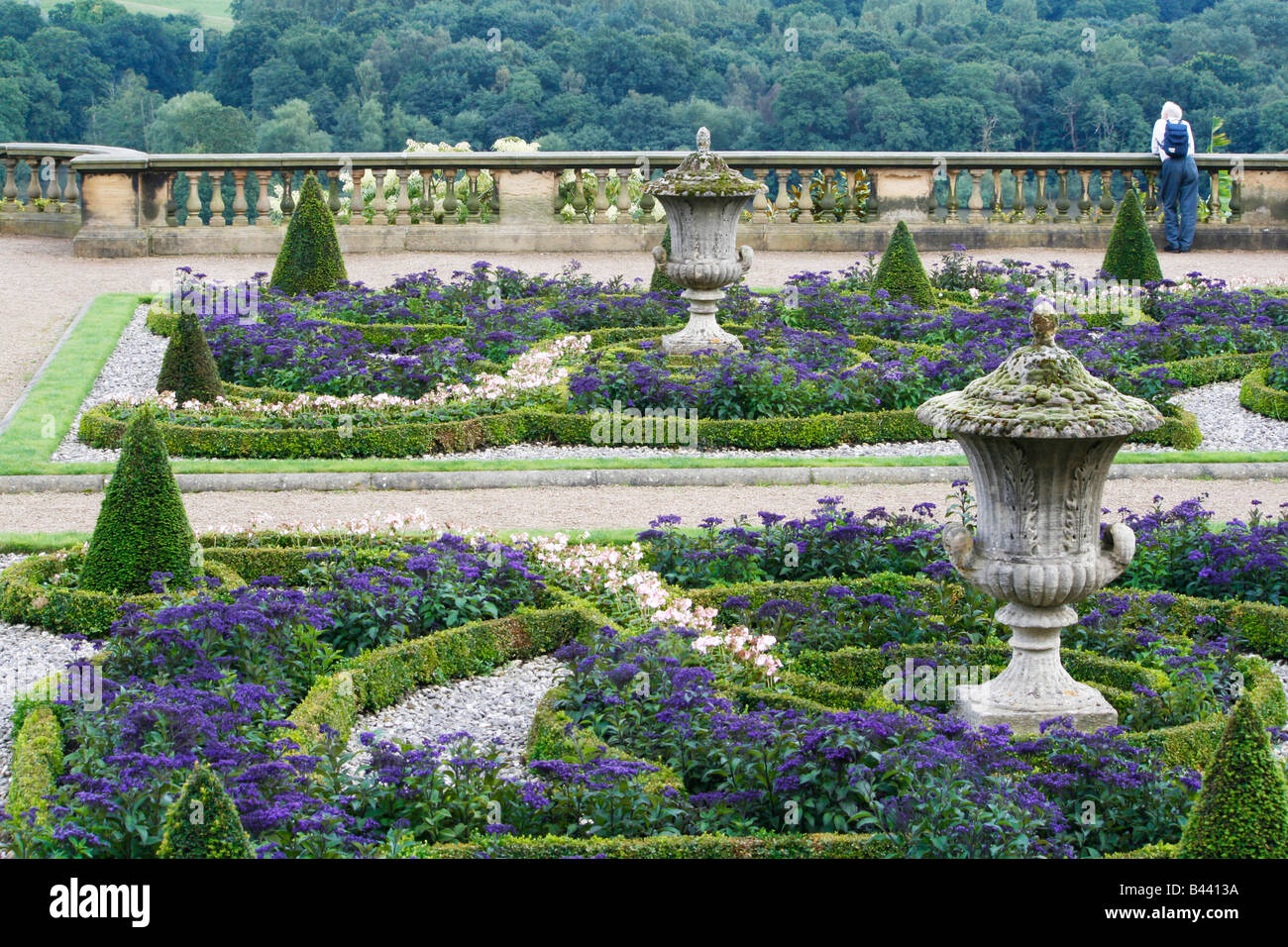 Harewood House garden with topiary and balustrade Stock Photo Alamy