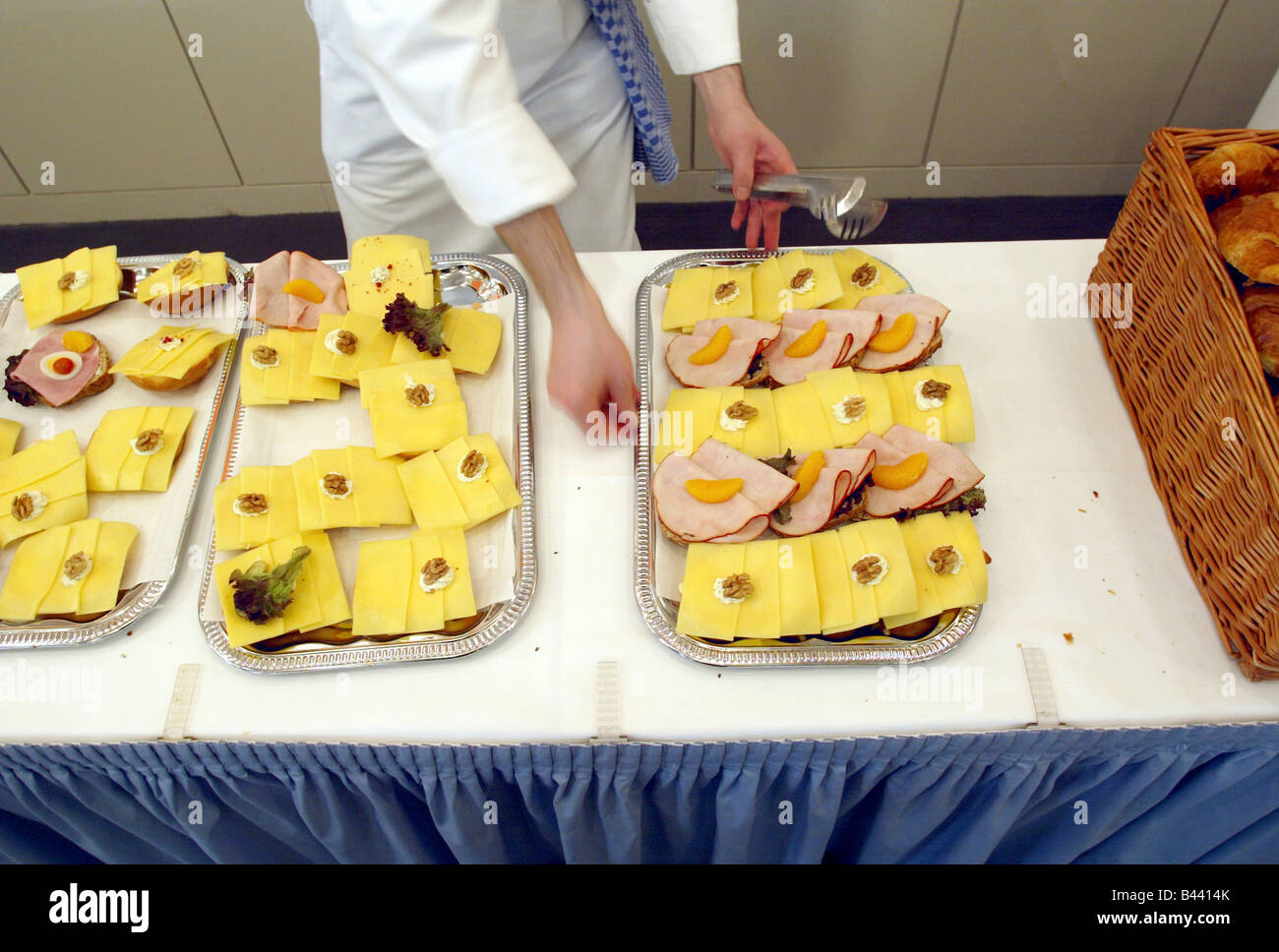 Catering staff preparing sandwiches Stock Photo Alamy