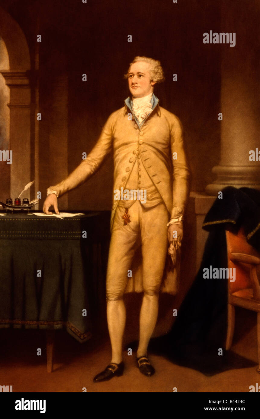 Alexander Hamilton full length portrait standing facing left Stock Photo