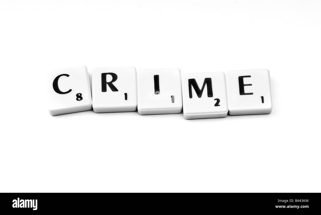 Plastic letters forming the word crime Stock Photo