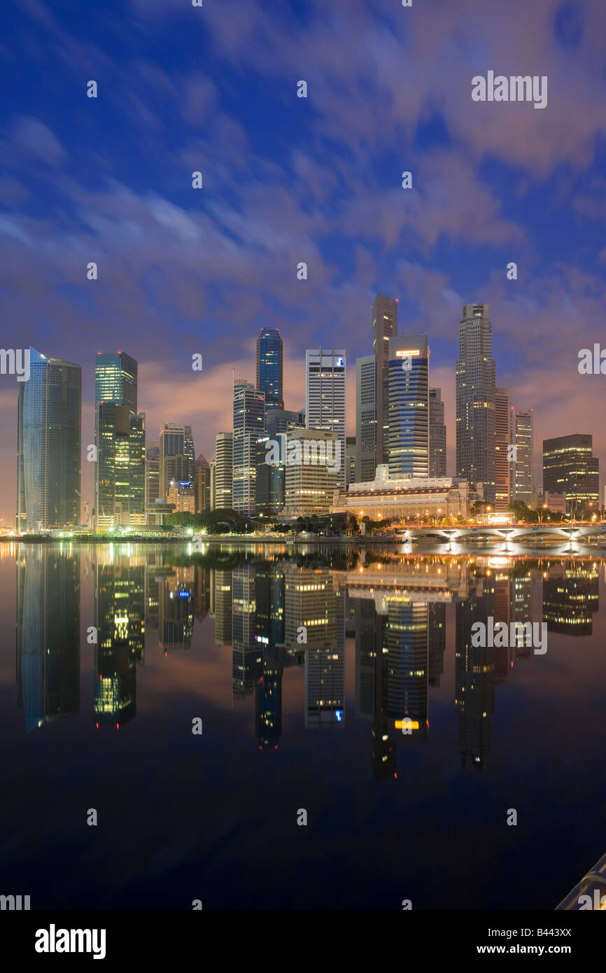 Asia Singapore Skyline Financial district at dusk Stock Photo