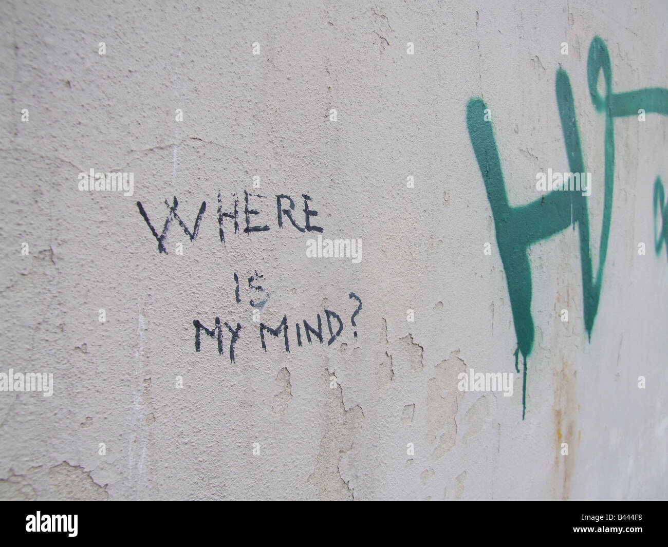 where is my mind sentence graffiti on wall Stock Photo Alamy