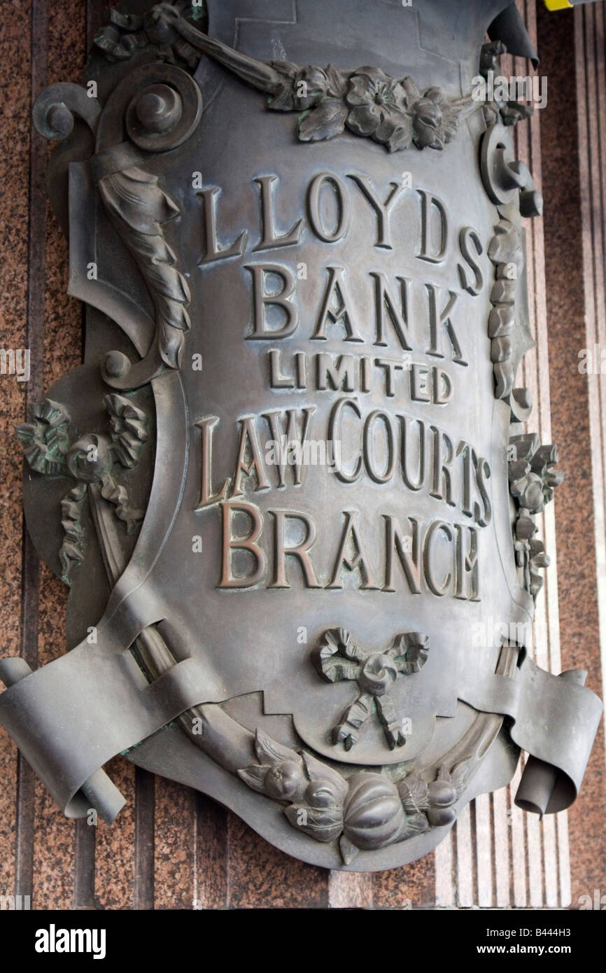 london city lloyds bank law courts brach plaque england uk gb Stock Photo