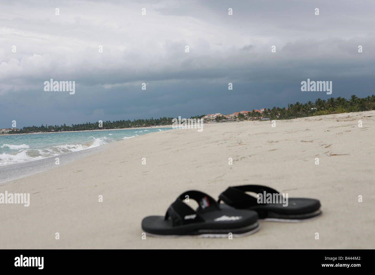 sandal flip flops on a beach in Dominican Republic Stock Photo Alamy