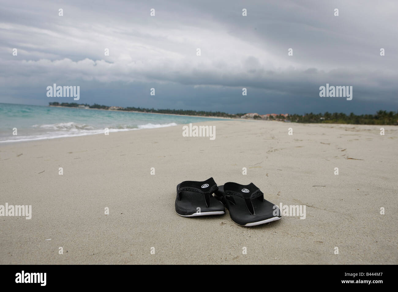 sandal flip flops on a beach in Dominican Republic Stock Photo Alamy