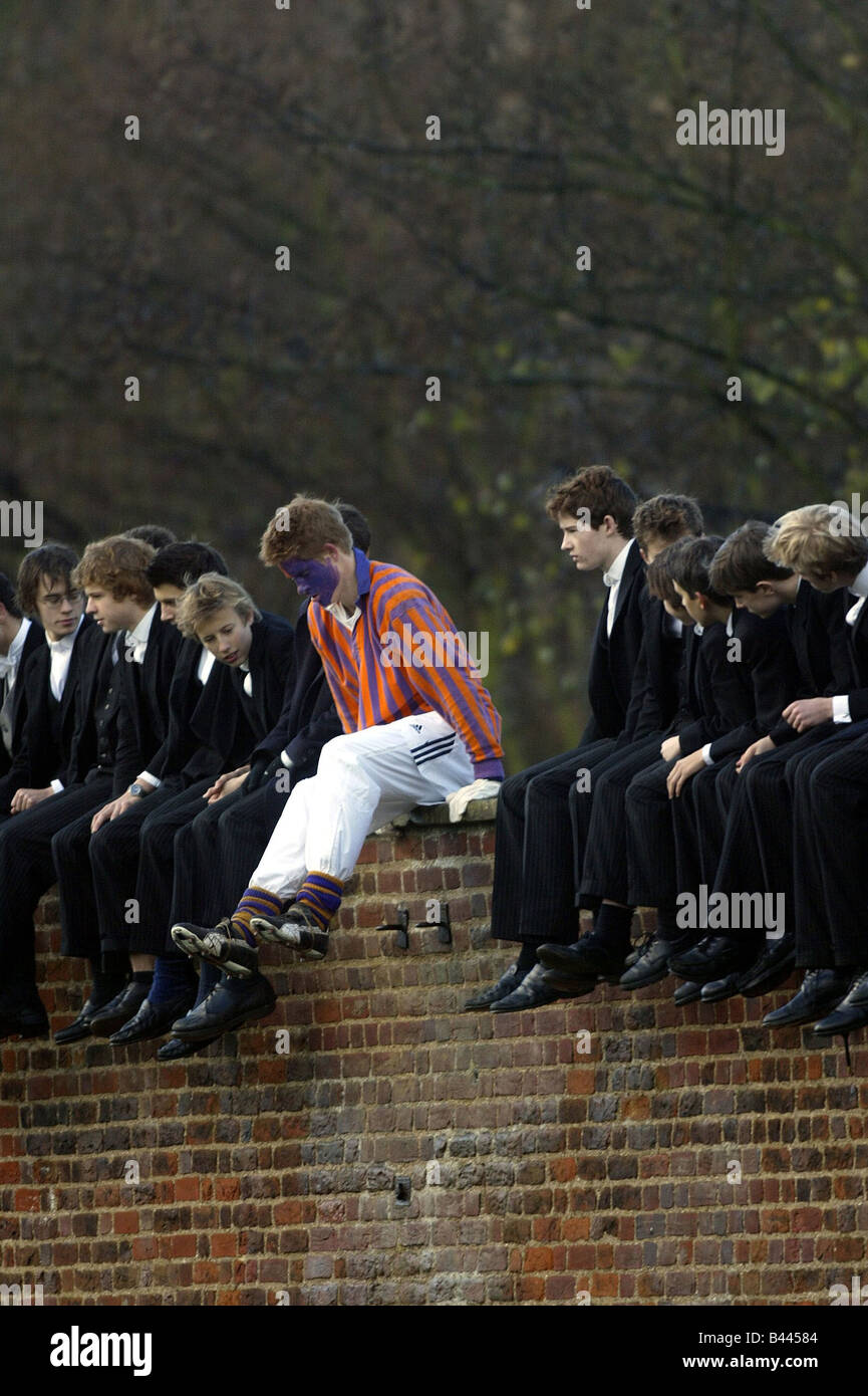 Prince Harry plays in the Eton Wall game November 2002 watched by his