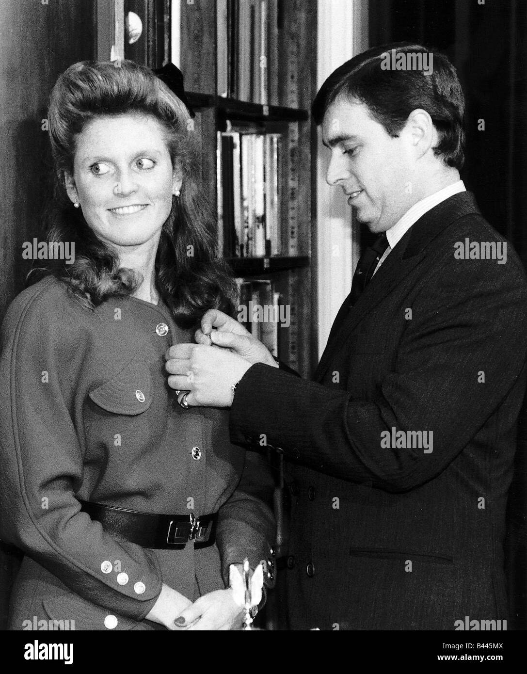 Prince Andrew With The Duchess Of Yor as He Gives Her Pilots Licence Badge November 1996 Stock Photo